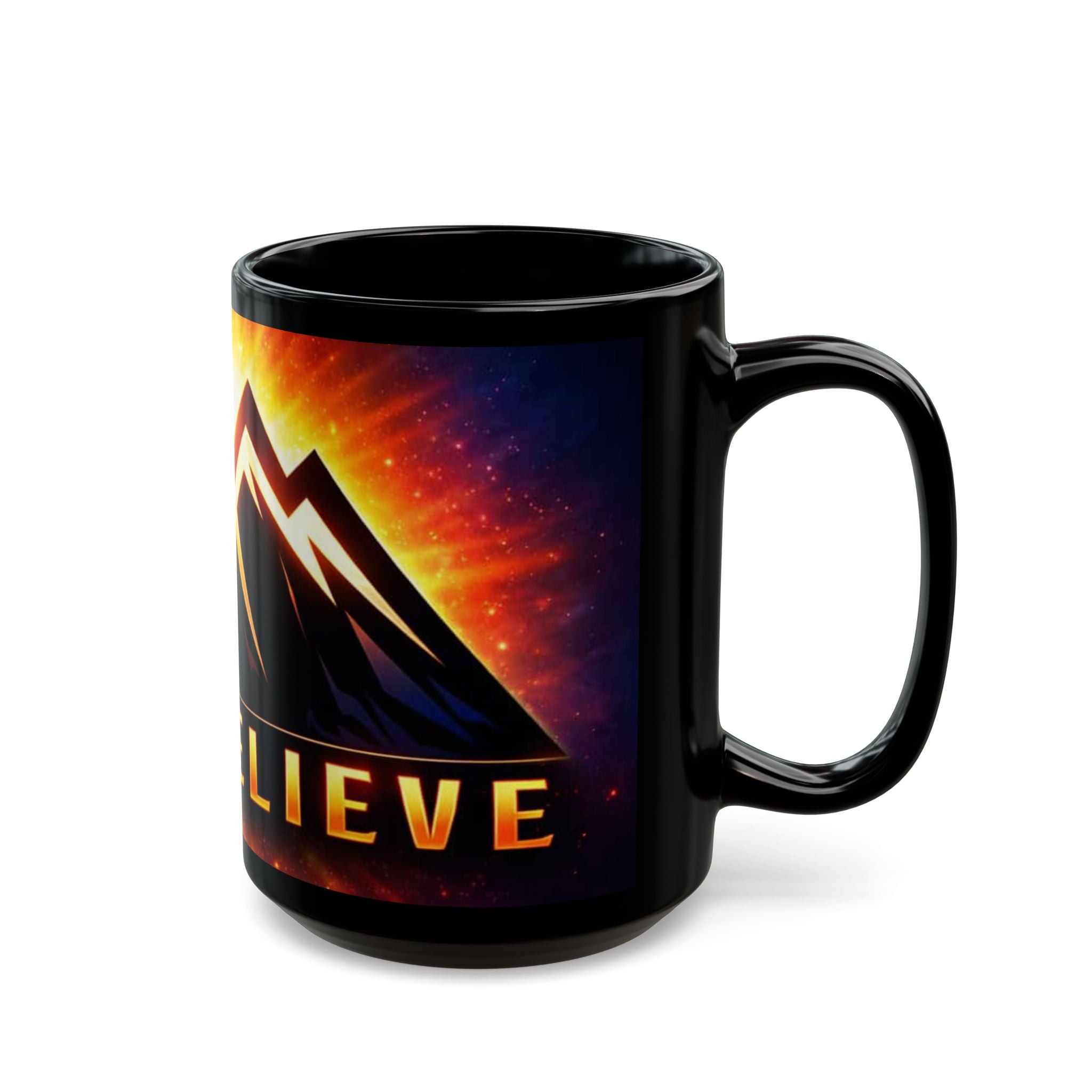 Just Believe Black Mug — Inspirational 11oz & 15oz Coffee Cup