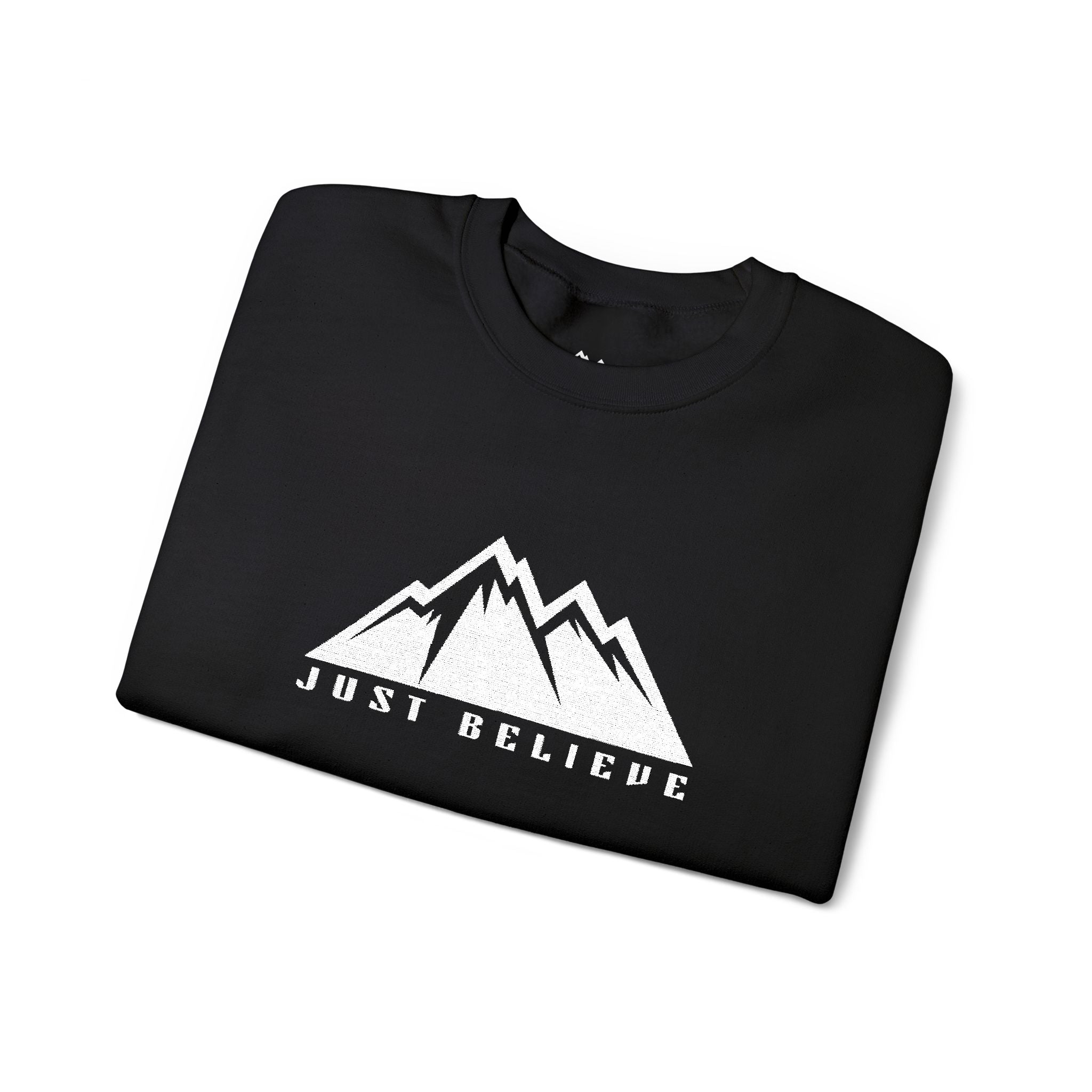 Just Believe Mountain Ridge Crewneck Sweatshirt — Adventure Graphic "Love Believe"