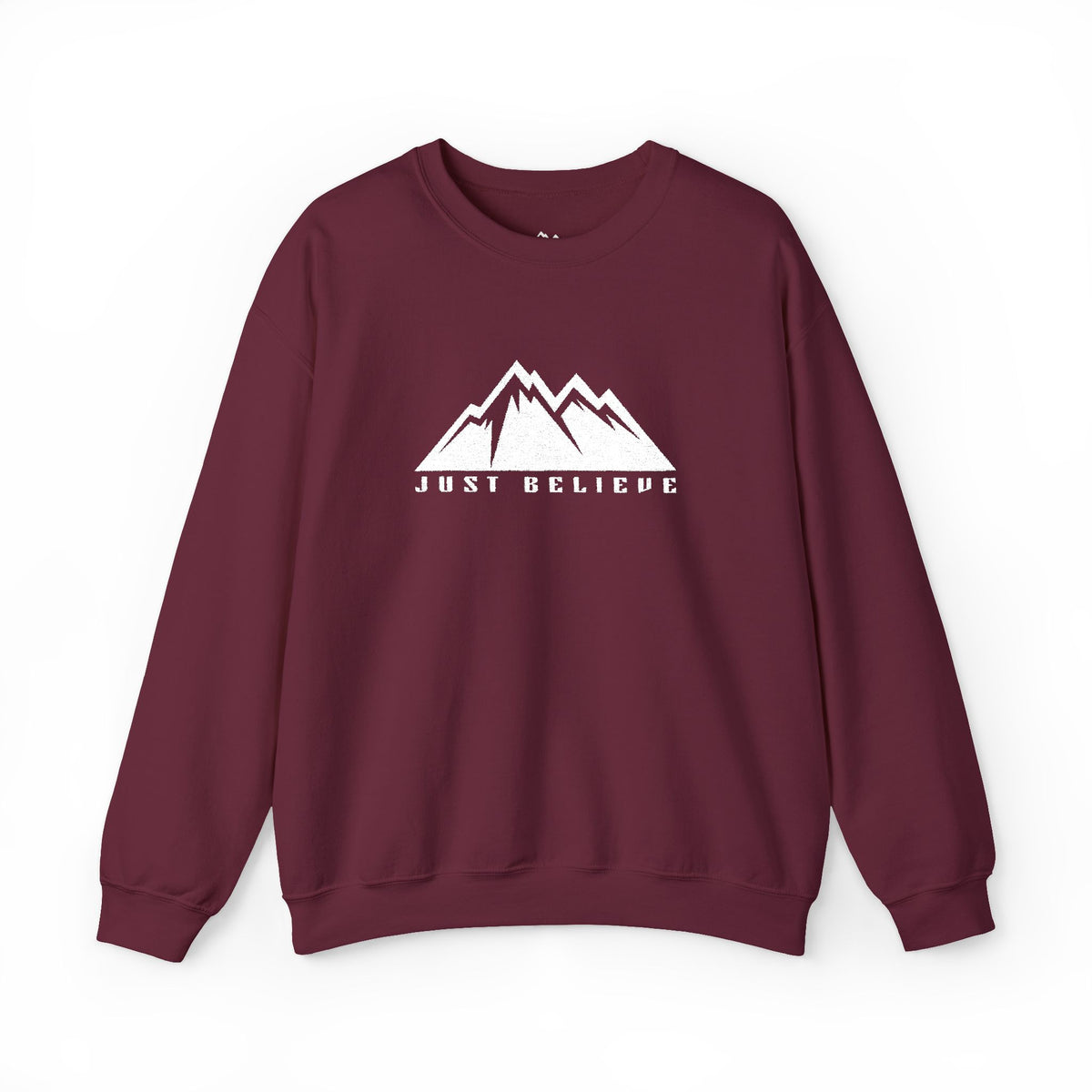 Just Believe Mountain Ridge Crewneck Sweatshirt — Adventure Graphic "Love Believe"
