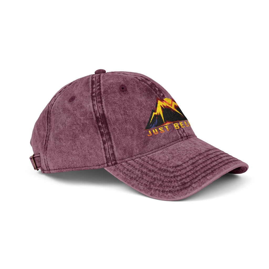 Just Believe Embroidered Vintage Mountain Cap — Red Dad Hat