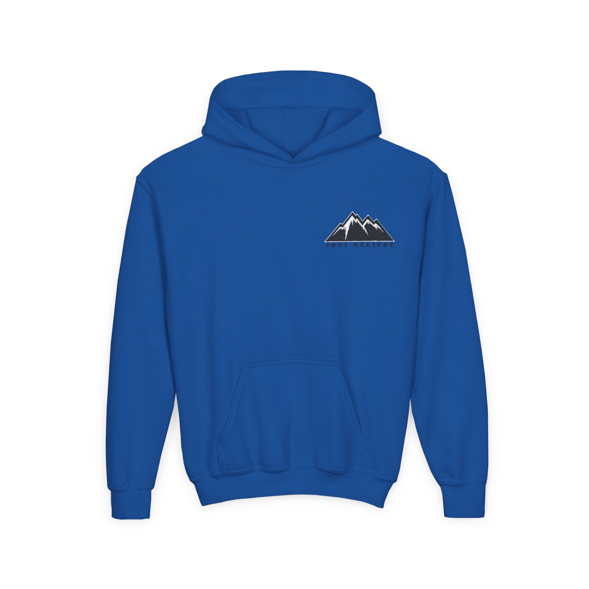 Youth Hoodie - Mountain Logo "Just Breathe" Minimal Outdoor Pullover