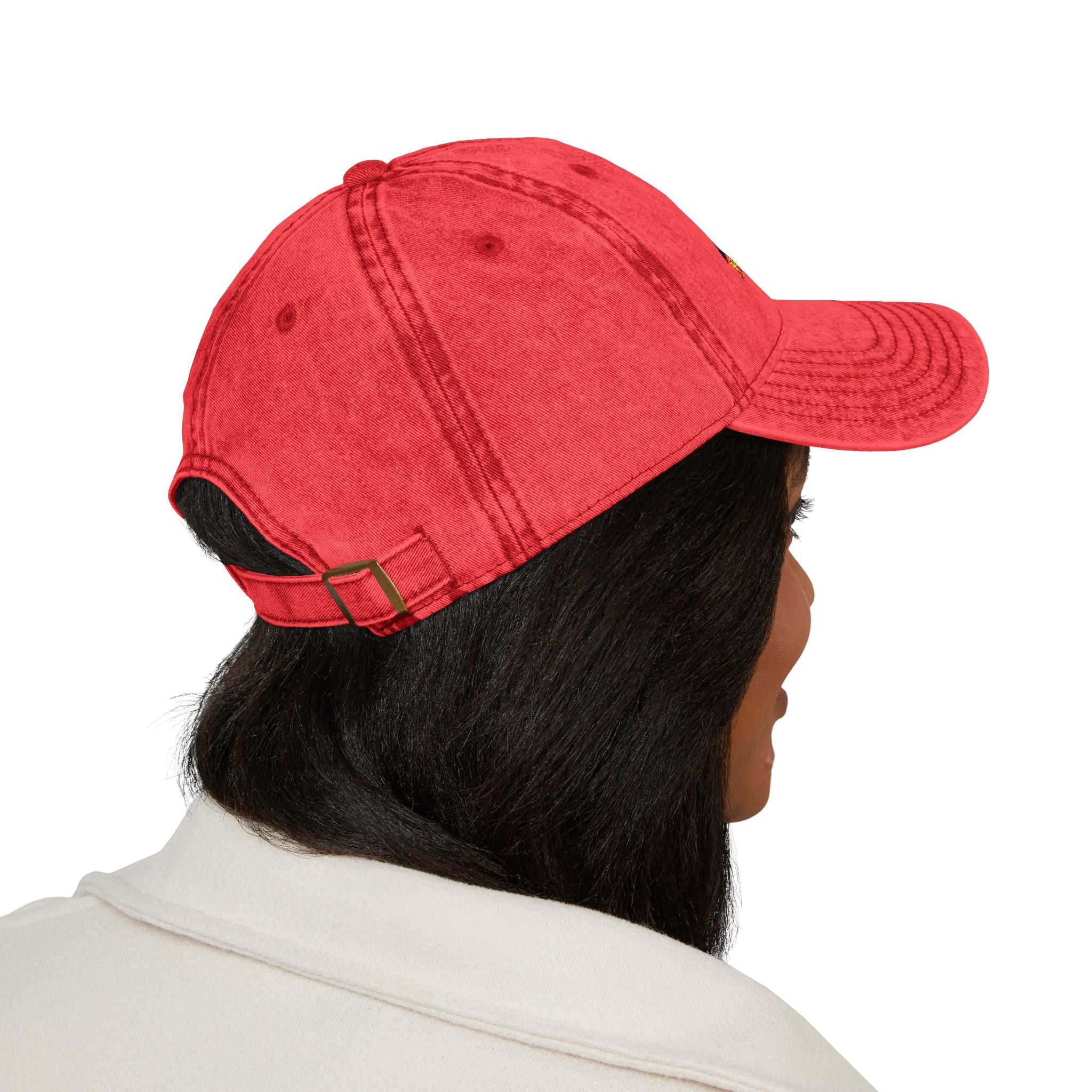 Just Believe Embroidered Vintage Mountain Cap — Red Dad Hat