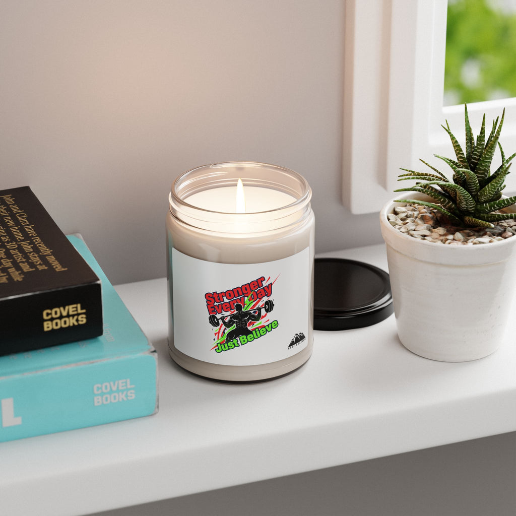 Just Believe Stronger Every Day Scented Candle | Fitness Motivation, Workout Mantra