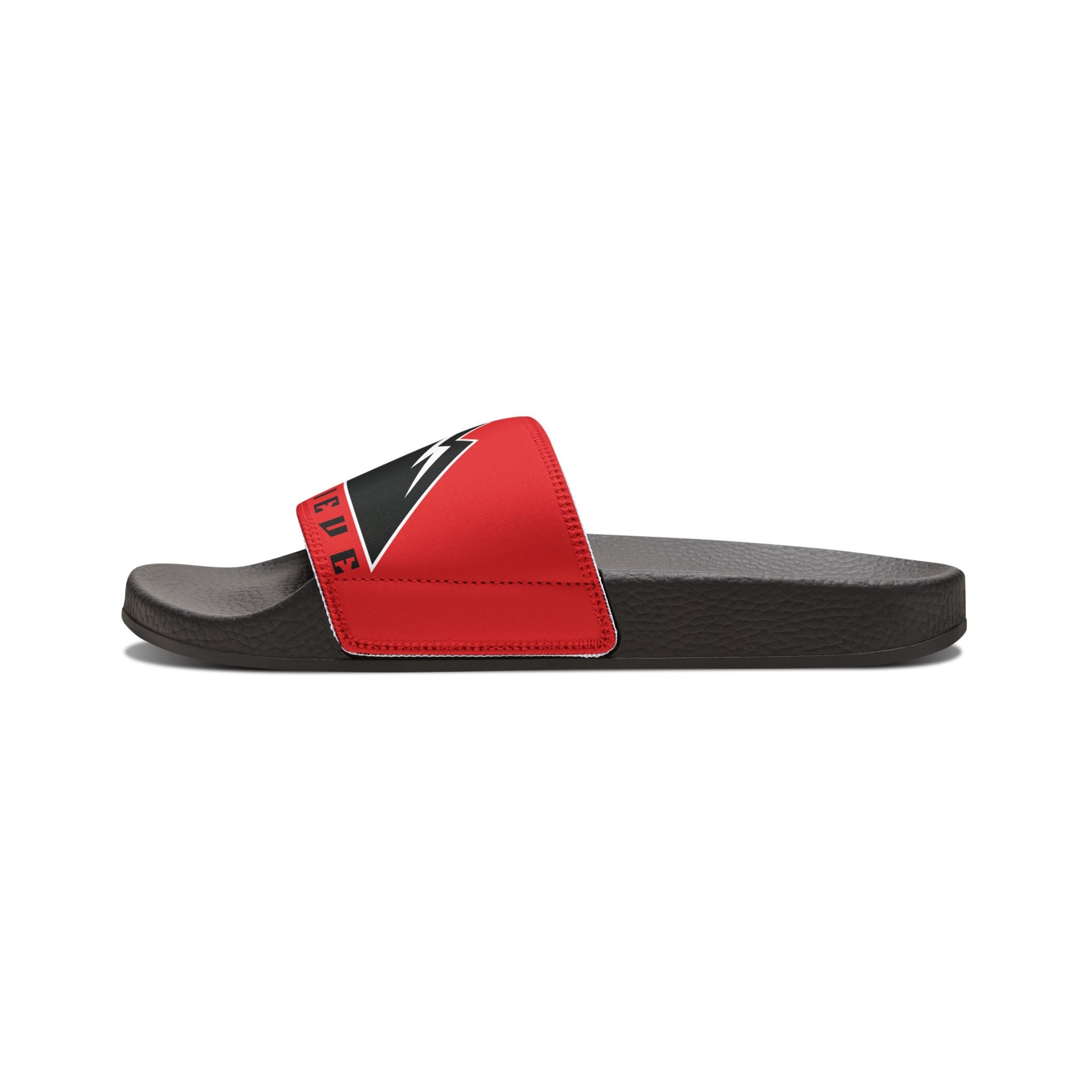 Just Believe Men's Removable-Strap Slide Sandals — Bold Red Mountain Logo