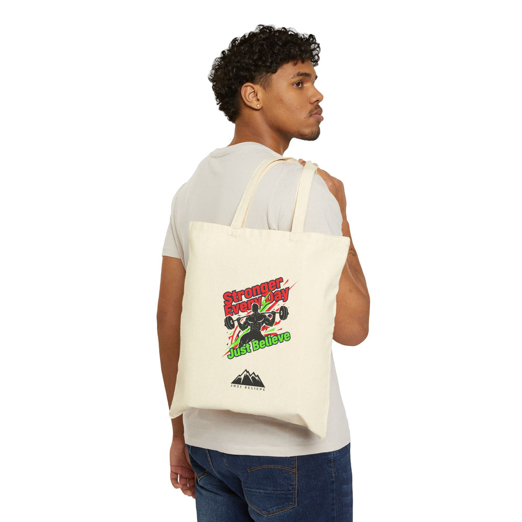 Just Believe Stronger Every Day Tote | gym motivation, workout bag