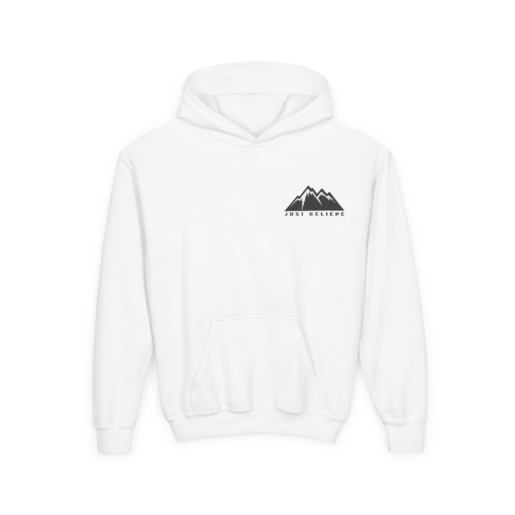 Youth Hoodie - Mountain Logo "Just Breathe" Minimal Outdoor Pullover