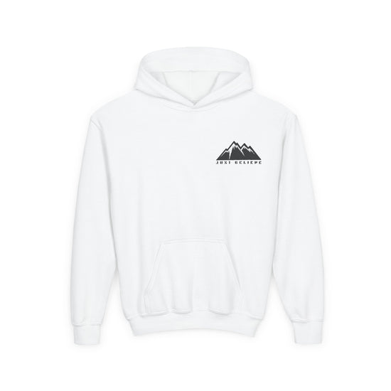 Youth Hoodie - Mountain Logo "Just Breathe" Minimal Outdoor Pullover