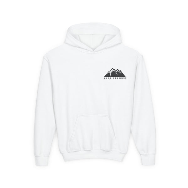 Youth Hoodie - Mountain Logo "Just Breathe" Minimal Outdoor Pullover