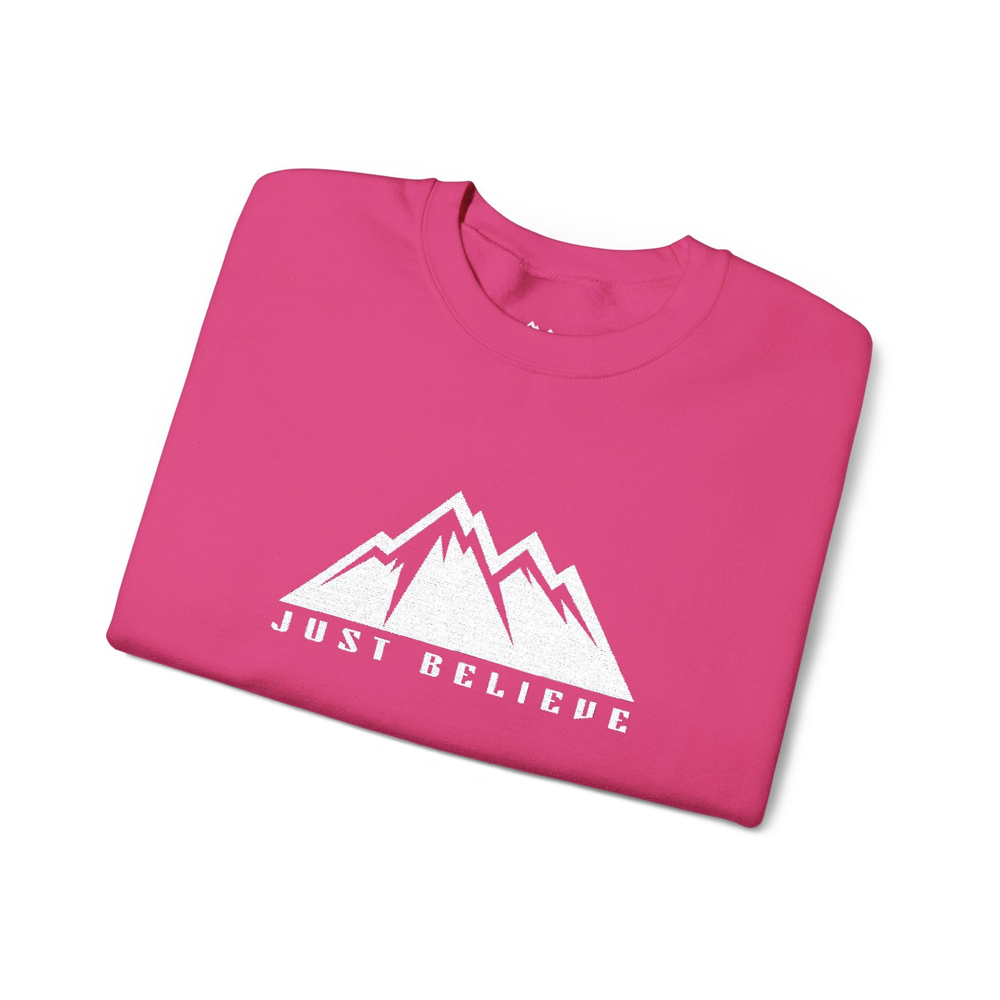 Just Believe Mountain Ridge Crewneck Sweatshirt — Adventure Graphic "Love Believe"